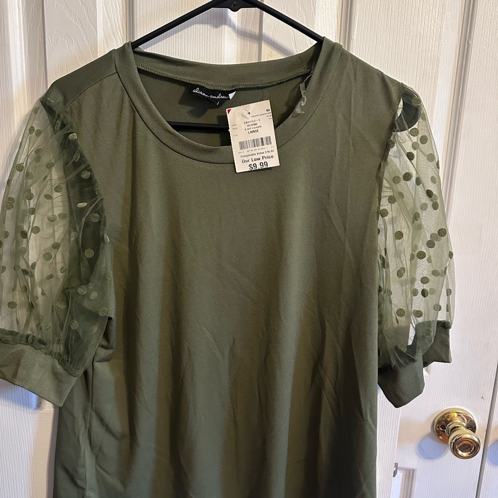 Alison Andrew’s Size Large woman’s shirt.  Olive green, new with tags.
